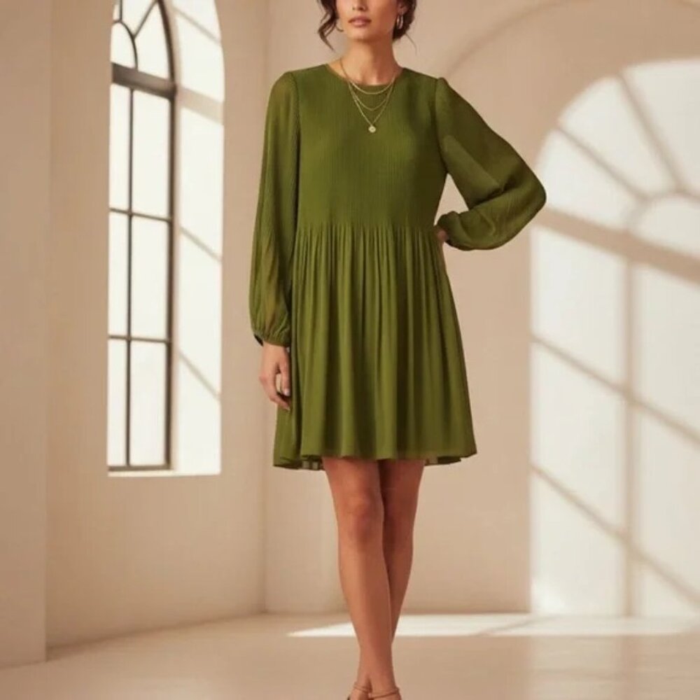 Aritzia Wilfred Daydreamer Mini Dress in Succulent Green
